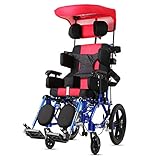 kinderrollstuhl faltbar -Dieser Rollstuhl ist ergonomisch - auf der Rückseite des Rollstuhls befindet sich eine große Tasche für Ihre Sammlung. Die beiden Handbremsen an den großen Rädern sind einfach zu bedienen und sehr empfindlich.