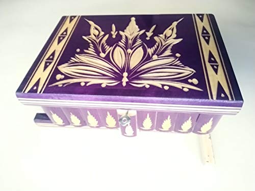 Grande caja puzzle enorme del rompecabezas violeta caja secreta mágica de joyería de almacenaje de madera caja tallada de la sorpresa, juguete de madera para los cabritos