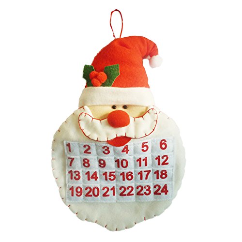 Download TOOGOO(R) Calendrier de Compte a rebours en flanelle en forme de Pere Noel Decoration de Noel 37 * 23 * 6cm