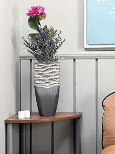 @home by Nilkamal Flat Glittery Small Vase, Silver