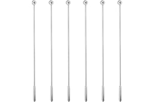ANWEIXUE 6 Pcs Stainless Steel Cocktail Drink Swizzle Stick with Small Rectangular Paddles Stainless Steel Coffee Beverage Stirrers Cocktail Drink Swizzle Stick for Restaurants Kitchen Beverage