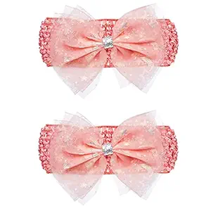 Amazon Brand - Solimo Kids Hair Bands with Shiny Red Bows, Pack of 2