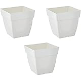 Kraft Seeds by 10CLUB Plastic Flower Pots - 3 Pcs (10 Inch, White) | Plant Pots for Home Gardens | Planters for Nursery | Dur