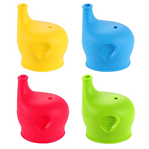 Trinklernbecher für Gläser und Becher, Auslaufsicher Sippy Deckel mit Silikon BPA-frei SipSnap von Tinabless -Rot, Gelb, Blau, Grün 4er Set