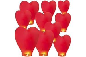 NAKUL White Chinese Sky Lanterns, 10 Pack, Large Paper Lanterns for Weddings, Birthday, Memorial, Christmas (Red)