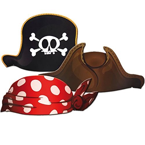 36-teiliges * KINDERPIRATEN VERKLEIDUNGS-SET * für 6 Kinder mit Piratenhüte + Augenklappen + Ohrringen + Goldsäckchen + Goldtaler // Verkleidung Piraten Party Kindergeburtstag Geburtstag - 2
