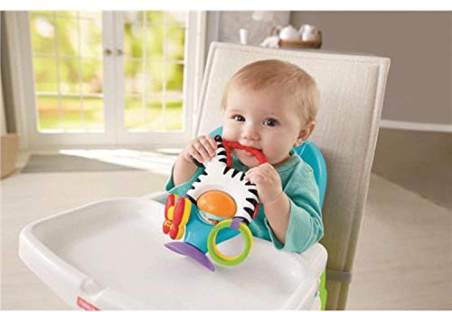 Fisher-Price Mon zèbre d'activités jouet d'éveil bébé sur ventouse, anneaux, papillon suspendu, textures et sons de hochets, dès 3 mois, FGJ11 – Image 9