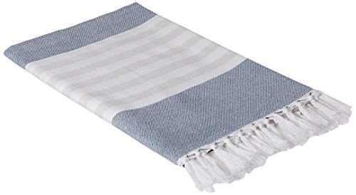 Preisvergleich Produktbild Lulujo Baby Turkish Towel, Navy and Oatmeal by lulujo Baby