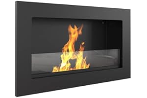 KRATKI Golf 2 Camino a bioetanolo da interno Camino a bioetanolo da parete Biocontenitore da 0,2 l Certificato TÜV Acciaio verniciato a polvere con vetri 36 x 62 cm