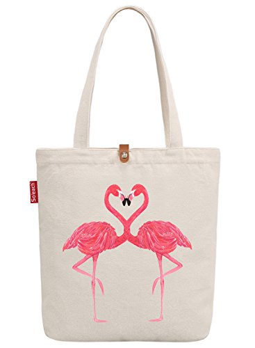 So'each Women's Animal Flamingo Graphic Top Handle Canvas Tote Shoulder Bag