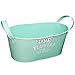 Produktbild 1 Stück _ Design - Blumentopf / Pflanzkübel / Pflanzschale - METALL - " Flowers & Garden - mint - türkis blau - pastell " - incl. Name - OVAL - 34 cm - MITTEL - mit Henkel - Eimer / Dekotopf - Übertopf STAPELBAR - Pflanztopf - Blech - Blumenschale - Blumenkübel / Metalltopf - z.B: Kräutergarten - Kasten / Topf - Blumen - Balkon - Garten & Terrasse Kräuterinsel - Blumeninsel - zum Stapeln - wie Blumenampel - Blumenkasten - Kübel - Retro & Nostalgie - Pflanze - Dekoration - Tischdeko