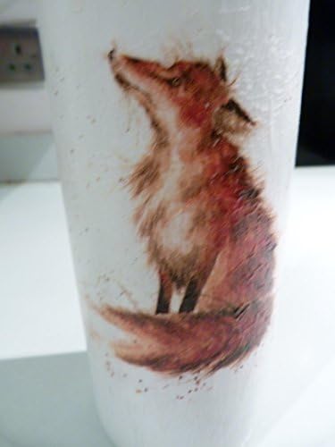 Fox Decoupage decorated wine bottle with cork LED lights, Christmas gift