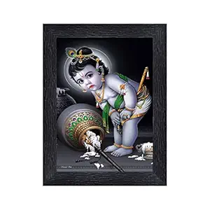 PnF Bal Krishna (Baby) Religious Wood Photo Frames with Acrylic Sheet (Glass) for Worship/Pooja(photoframe,Multicolour,8x6inch)-20018-