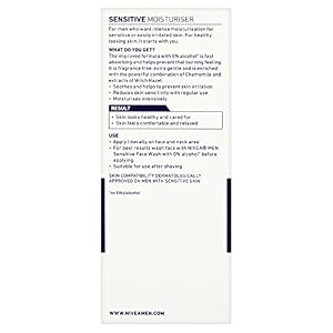 NIVEA MEN Sensitive Face Moisturiser Pack of 2 (2 x 75ml), Men's Moisturiser with Zero Percent Alcohol, Sensitive Skin… - Image 2