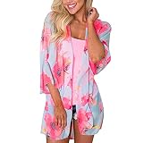 Top de kimono de abrigo de rebeca de verano para mujer, flor bohemia cubierta, cardigans delanteros abiertos