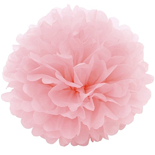Freedom-vp Papier Pompom 15er 20cm/30cm/35cm Mixed DIY Papier Blumen PomPoms Zum Aufhängen Seidenpapier schöne Dekor für Geburtstag Hochzeitsfest Basteln Babyshower Dekoration Feier Party Baby-Duschen Brautduschen Wohnungdeko (Pink Set) - 5