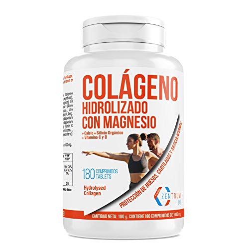 Colágeno hidrolizado con calcio para huesos y articulaciones - Colágeno con vitamina C y vitamina D para ayudar a la energía del día a día (180)