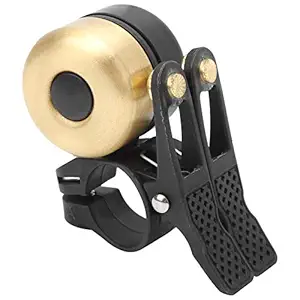 Bicycle Bell, Spring Paddles Portable Bike Horn Anti Corrosion for Outdoor for Mountain Bikes for Road Bikes(Brushed Gold)