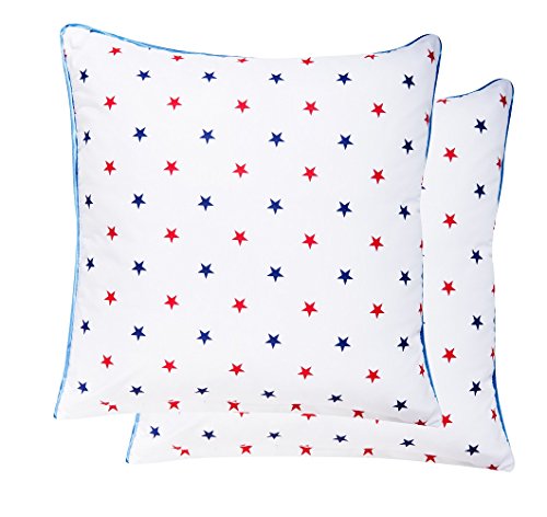 Vizaro - Pillowcase Cover for Baby room decoration - 100% Premium Quality Luxury Cotton - Beach Huts Collection - Blue, red & white colours - Tested against harmful substances - Made in EU