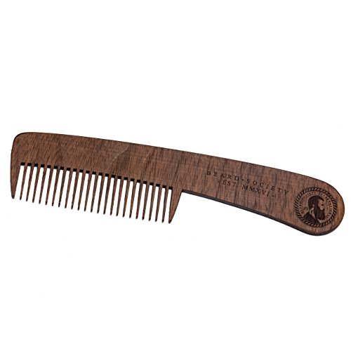 Bartkamm Perfekt für Zuhause oder für’s Auto, Modell Beard Society Big John aus Echtholz, Nussholz, sehr stabil, elegant, edel, Herrenbart - 2
