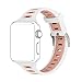 Price comparison product image For Apple Watch Straps 38mm AISPORTS iWatch Strap 38mm Silicone Smart Watch Band Replacement Strap with Stainless Steel Bracelet Buckle Clasp Wrist Band for 38mm Apple Watch Series 3/2/1 Sport Edition - White/Pink