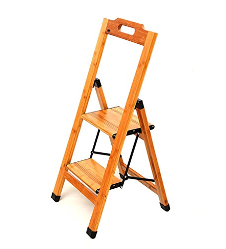 Preisvergleich Produktbild YANZHEN Klappleiter Multifunktions-einseitig Mit Haltegriffen 2-stufige Leiter, Bambus, Tragfähig 150kg