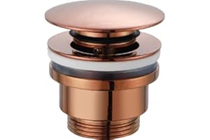 MICE COLLECTION Mice - Valvula de Click Clack Apta para lavabos y bides Fácil instalación Tapones de Desagüe Lavabo, Universal con o sin Rebosadero, Pop-Up Color Oro Rosa Brillo-VCC016