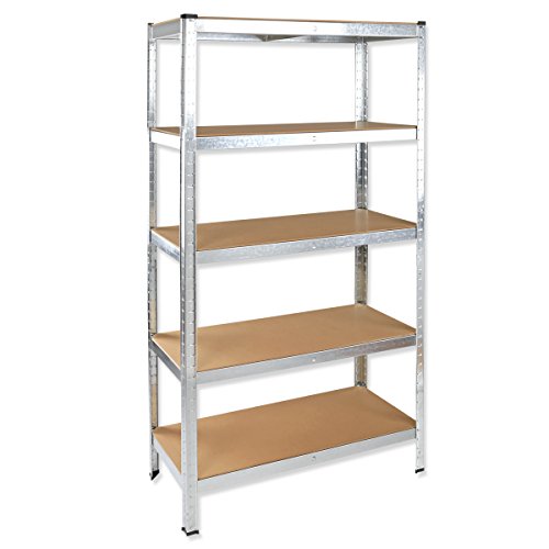Torrex 37853 Steckregal / Lagerregal aus verzinktem Stahl mit 5 Böden – 875 Kg belastbar – 180 x 90 x 40 cm Kellerregal Schwerlastregal - 2
