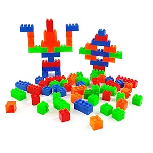 PULSBERY Non-Toxic Big Size Building Block Game Set for for 3+ Years Old Kids Boys & Girls,Multi Color,200 Piece (New Building Block Toy)