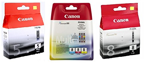 Canon Sparset 5 ORIGINAL-Tintenpatronen wie Bild (je 1 x PGI-5bk, CLI-8bk, CLI-8c, CLI-8m, CLI-8y)