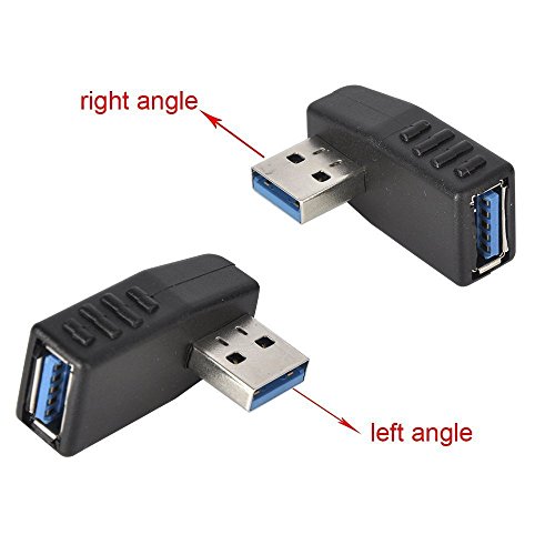 Kimilar 2-tlg USB 3,0 Adapter rechtwinklig und linken Winkel-Stecker/Buchse USB Connector-Extender Stecker Kupplung 2ST (einschließlich der linken und rechten Winkel-Adapter) - 4
