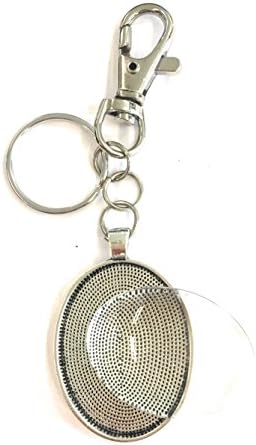 2 Silver Key Chain With Pendant And Rhinestones 50 x 32 mm Locket (40 x 30 mm)