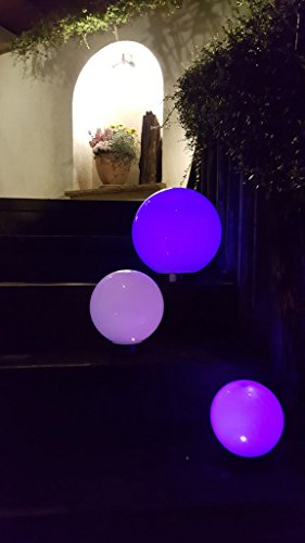 2 x LED Solarleuchte MARA Gartenleuchte Kugelleuchte mit Erdspieß Bodenleuchte Kugelset Durchmesser 15 + 20cm Dekoration wahlweise umschaltbar zwischen LED kaltweiß und farbwechselnd - 3