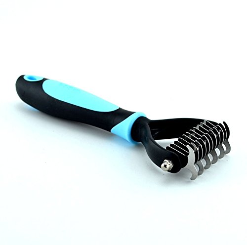SF Net Trading pour Animal Domestique Démêler Peigne Brosse Chien Fourrure Noeud Cutter Tondeuse Toilettage Râteau à Lames en Acier Inoxydable Outil, 18 * 7 cm, Bleu