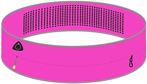 Reflective Running Belt for Phones, Cycling, Fitness, Workout, Hiking, Walking and Outdoor Sports, Rose Red, XL