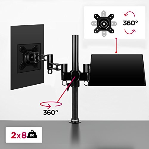 Duronic DM352 Monitor-Tischhalterung für zwei LCD/LED Computer Bildschirme / Fernsehgeräte mit Neig und Rotierfunktion - 6