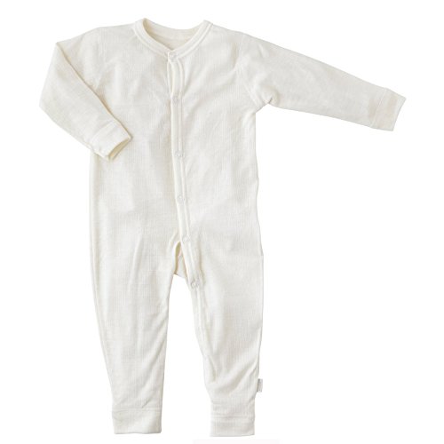 Joha Merino Wool Children's Sleepsuit Pyjams with fold-over foot covers