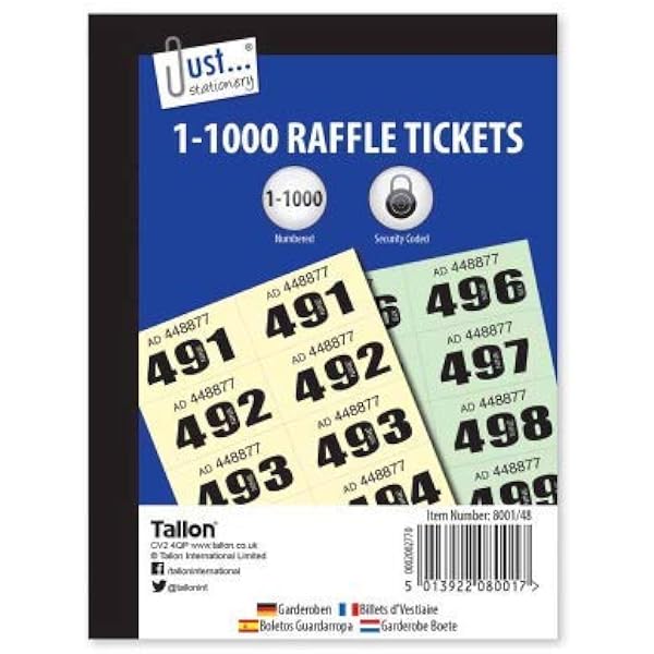 Lot De 10 Carnets De Tickets 2 Parties - 100 Tickets Par Carnet, Numérotés 1 à 100, Couleurs Aléatoires