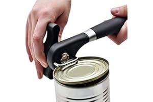 HOTPORTGIFT Ogquaton Couvercle Lifter Professional Ouvre-boîtes en Acier Inoxydable Ouvreur Manuel pour Une variété de boîtes de Conserve Ouvertes, Noir