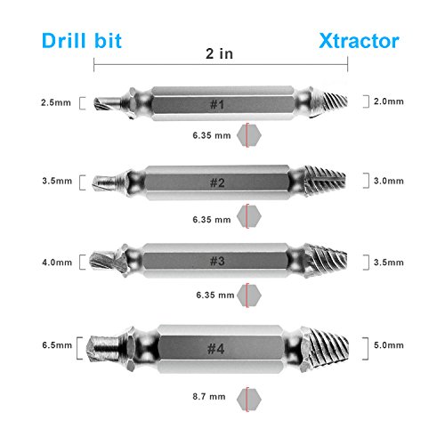 migimi 4 in 1 Schraubenausdreher Bohrer Guide Set Broken beschädigt Bolt Entferner Easy Out - 6