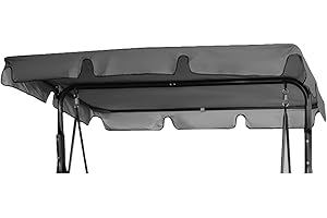 Adifare Replacement Canopy Swing Seat Chair 2/3 Seater Garden Universal Sizes Waterproof/Uv Resistant Patio Hammock Cover Top Roof For Outdoor Poolside Balcony (195 * 125 * 15cm, Grey)