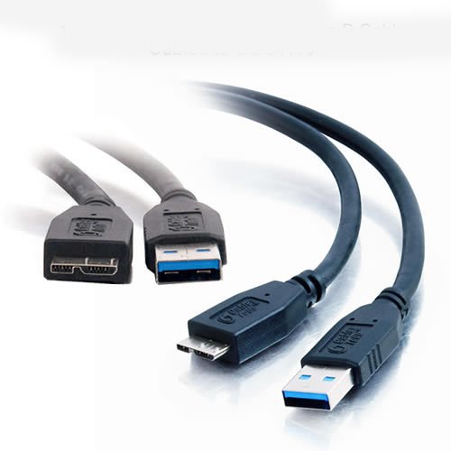 BIPRA OEM SuperSpeed USB-Kabel (USB 3.0 A auf Micro B, für externe Festplatten von WD, Seagate, Clickfree, Toshiba und Samsung) schwarz Schwarz 50 cm / 0,5 m