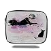 Produktbild Tablet Bag for Ipad air 2/3/4/mini 9.7 inch,Fashion House Decor,Girl with Sunglasses Lying on Couch Cat Elegance in Home Theme with Stains,Black,3D Print