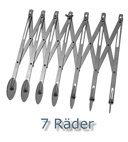 Edelstahl Teigrad Teigschneider, justierbar mit 7 Schneidrädchen