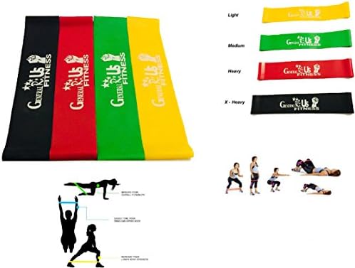 Resistance Bands Fitness Gym Bands For Women and Men workout Comfortable Elastic Stretch Bands for legs,butt, glutes, shoulder, hips, & arms enhances all aspects of Health and Performance Loop Bands Improving Mobility - Set of 4 Bands Levels Light,Medium,Heavy and X-Heavy Home & Gym Workout for zumba Yoga Dance Crossfit Fitness Pilates Strength Physical Therapy Mobility Recovery Injury Rehabilitation