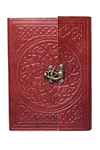 RJKART Handcrafted Leather Hard Cover Engraved Writing Diary with C-Lock Notebook Doodle Journal Planner Unruled Notepad Sketchbook Personal Diaries for Men and Women - 5x7 Inch