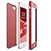 Produktbild Yokata iPhone 7 Plus Hülle + iPhone 7 Plus Panzerglas, Hardcase Schutzhülle 2 in 1 Handyhülle Ultra Dünn Slim 360 Grad Full Body Schutz 2 Teilig Styliche Handytasche Clear Elegant Backcover Anti-Rutsch Kratzfest Hart PC Skin Bumper Handy Tasche Schale Etui für Huawei iPhone 7 Plus Case Cover - Glücklich Rot