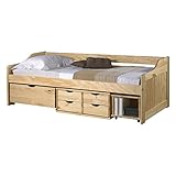 Funktionsbett SOFIA 90x200 cm Funktionsliege Jugendbett mit Schubladen Kiefer massiv natur inkl. Lattenrost