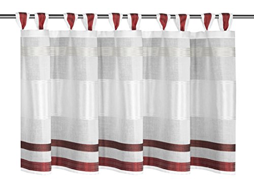 Albani Schlaufenpanneaux, Weiß-Rot, 45 x 140 cm (H x B), fertig konfektioniert, 1 Stück, Mette, 268190