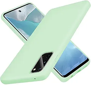 LOXXO Liquid Silicone Case with Microfiber Coushioning Compatible for Samsung Galaxy S20 Shockproof Slim Back Cover, Gel Rubber Full Body Protection - Mint Green